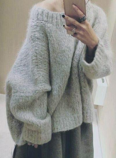 Oasap Fashion Loose Fit Knit Pullover Sweater
