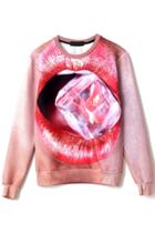 Oasap Sexy Lips-print Sweatshirts