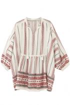 Oasap Vintage Puff Sleeve Printed Loose Blouse