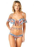 Oasap Fashion Striped Ruffle 2 Piece Bikini Set
