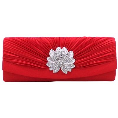 Oasap Women's Elegant Pleated Clutch Rhinestone Evening Bag
