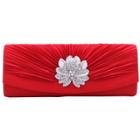 Oasap Women's Elegant Pleated Clutch Rhinestone Evening Bag