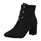 Oasap Square Toe Block Heels Lace Up Boots