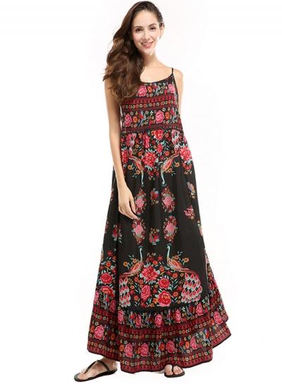 Oasap Spaghetti Strap Backless Maxi Dresses