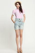 Oasap High Waist Self Belted Washed Hot Shorts