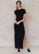 Oasap Short Sleeve Side Slit Slim Fit Maxi Dress