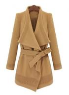 Oasap Shawl Collar Solid Color Coat With Belt