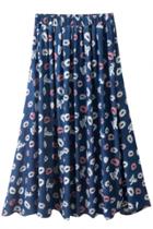 Oasap Vintage Printed Flare Midi Skirt