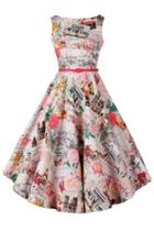 Oasap Summer Floral Midi Dress