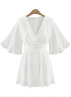 Oasap V Neck Flare Sleeve A-line Chiffon Dress