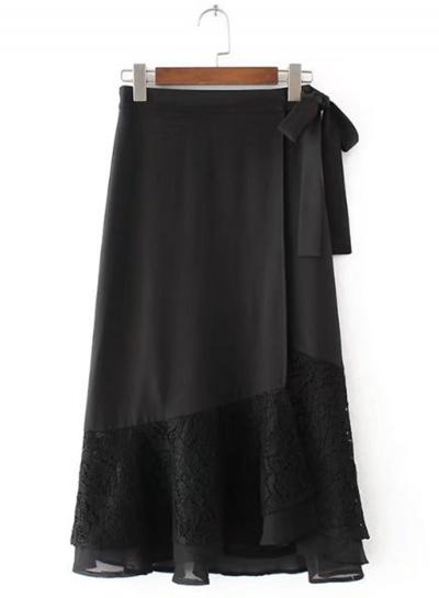 Oasap Black Lace Up Bows Decoration Skirt