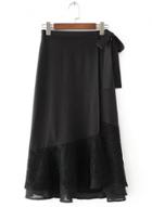 Oasap Black Lace Up Bows Decoration Skirt