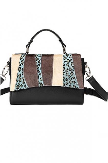 Oasap A Faux Horse Fur And Cowhide Blended Shoulder Bag