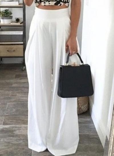 Oasap Fashion Sexy Casual Loose Solid Wide Leg Pants