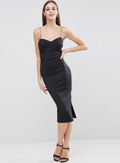Oasap Spaghetti Strap Bodycon Party Slit Dress