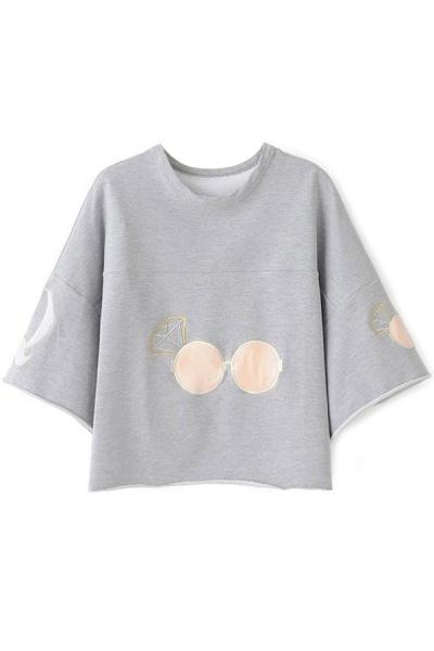 Oasap Loose Embroidered Grey Woman Sweatshirt