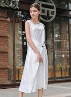 Oasap Fashion Sleeveless Chiffon Midi Dress With Pockets