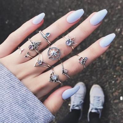 Oasap Fashion 9 Pieces Alloy Circle Round Finger Rings Multiple Sets Of Rings