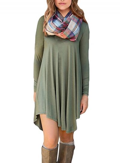 Oasap Fashion Long Sleeve Solid Irregular T-shirt Dress