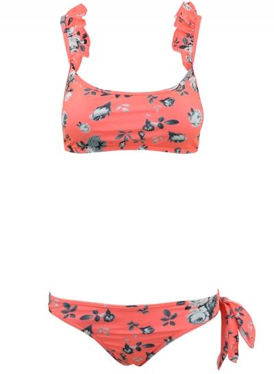 Oasap Women's 2 Pcs Floral Printed Padded Top Tie Bottom Swimwear