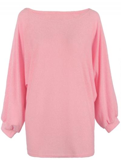 Oasap Solid Batwing Sleeve Pullover Knit Sweater