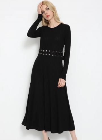 Oasap Solid Elegant Drawstring Waist Dress