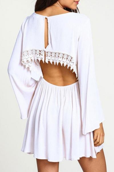 Oasap Fashion Crochet Keyhole Back Dress