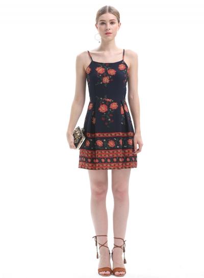 Oasap Floral Print Slim A-line Slip Dress