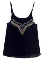 Oasap Women's Embroidery Print Spaghetti Strap Chiffon Top