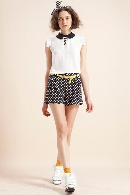 Oasap Dots Printing Scalloped Edge Shorts