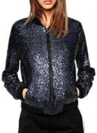 Oasap Women's Chic Sequin Trim Band Collar Jacket