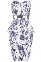 Oasap Chic Floral Printing Wrapped Chest Dress