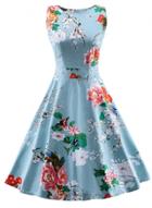 Oasap Women's Floral Print Round Neck Sleeveless A-line Dress