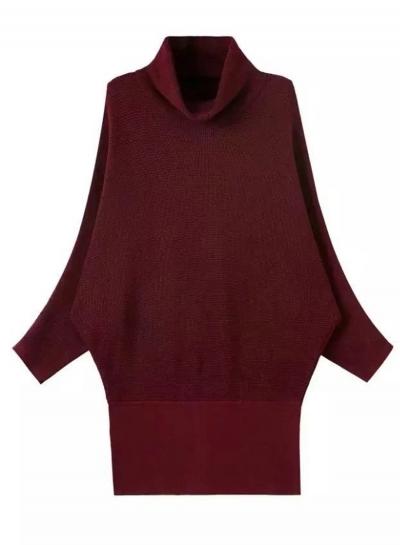Oasap High Neck Batwing Sleeve Solid Color Sweater