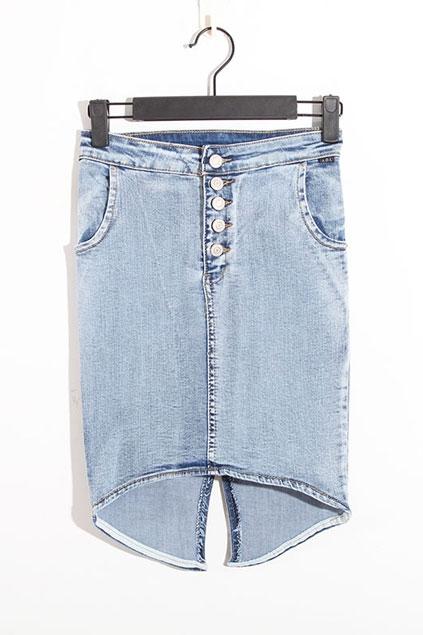 Oasap Washed Irregular Hemline Back Vent Skirt