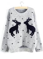Oasap Chiristmas Deer Pattern Pullover Knitted Sweater