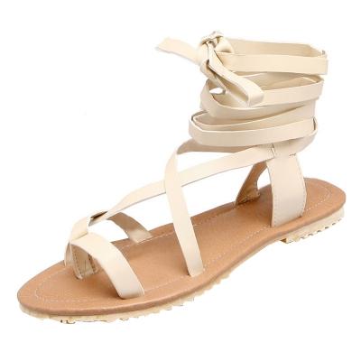 Oasap Clip Toe Lace Up Flat Gladiator Sandals