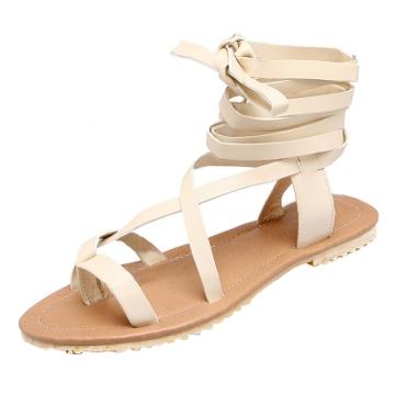 Oasap Clip Toe Lace Up Flat Gladiator Sandals