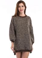 Oasap Round Neck Long Sleeve Solid Color Pulloevr Sweater