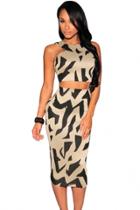 Oasap Two-tone Irregular Print Racer Back Skirt Set