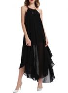 Oasap Women's Halter Backless High Slit Asymmetric Chiffon Dress