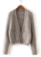 Oasap Open Front Long Sleeve Color Mixture Cardigan