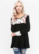 Oasap Fashion Long Sleeve Floral Pullover Tee