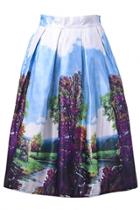 Oasap Vintage High Waist Scenery Pattern Skirt