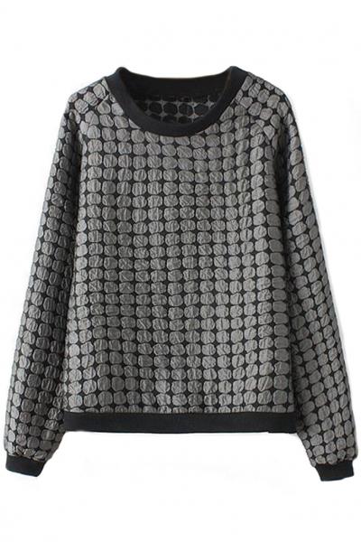 Oasap Stylish Organza Circles Paneled Sweatshirt