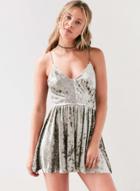 Oasap Deep V-neck Velvet Spaghetti Strap Mini Dress