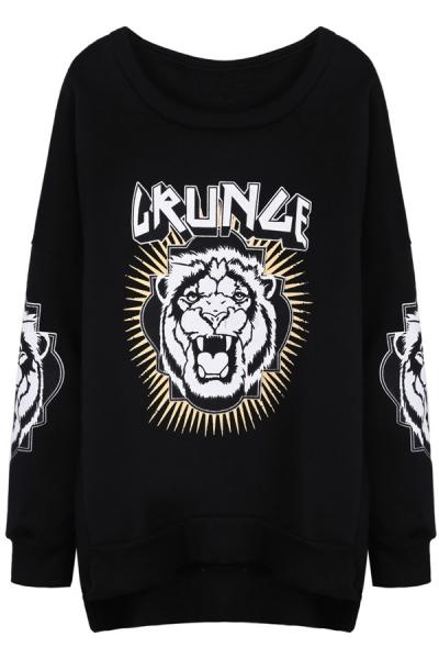 Oasap Lion High-low Fleece Sweatshirt