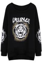 Oasap Lion High-low Fleece Sweatshirt