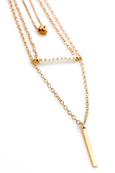 Oasap Golden Tone Multi Layered Pendent Necklace