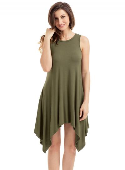 Oasap Draped Asymmetric Hemline Sleeveless Jersey Dress